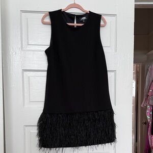 Sam Edelman Black Sleeveless Feather-Hem Mini Dress